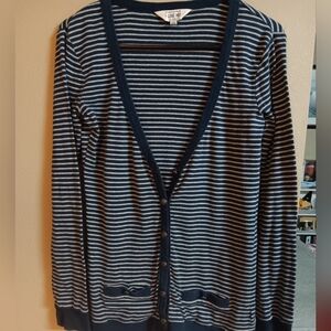 Striped Navy and White Cardigan